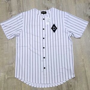 Diamond Supply Pinstripe Black And White Baseball Jersey Size Medium